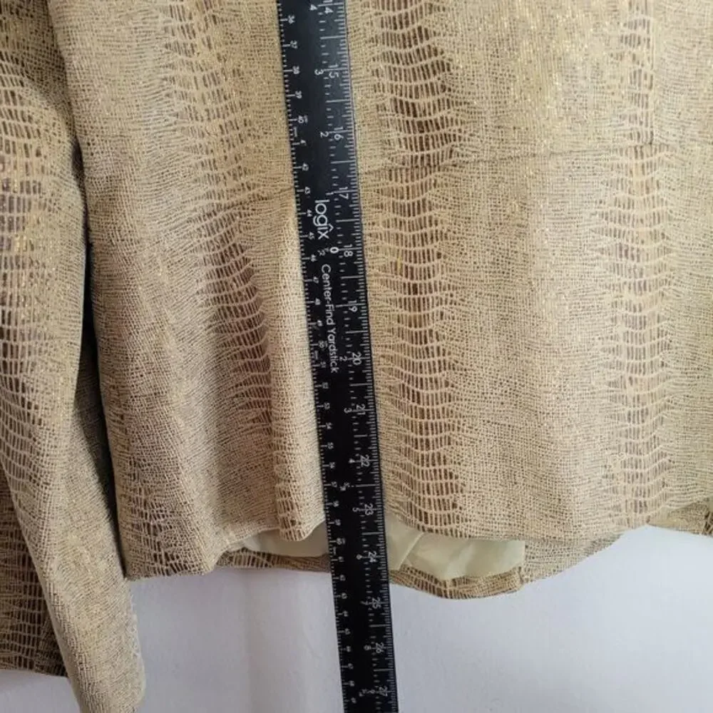 Erin London‎ Womens Jacket XL Animal Print Cream Gold Full Zip